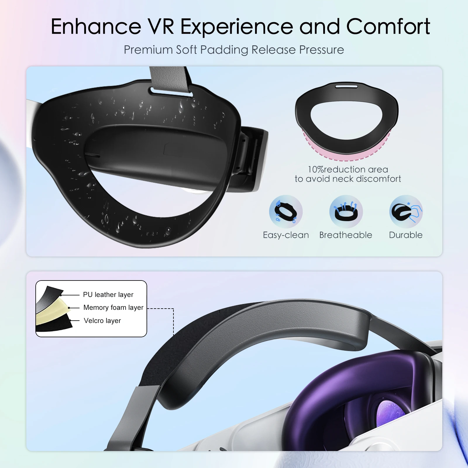 Kopfband mit 10000-mAh-Akku für Meta Quest 2/Quest 3/3S VR-Headset, Elite-Ersatzband für verbesserten Tragekomfort, 15/18-W-Schnellladung. – Detail 8