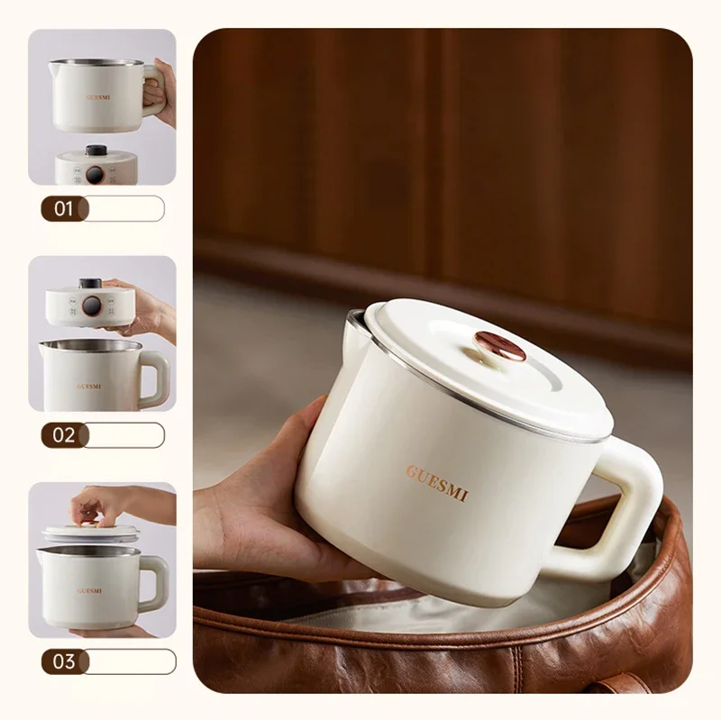 1500 مللي 304 الفولاذ المقاوم للصدأ غلاية كهربائية قابلة للطي المحمولة مع 800 مللي كوب التدفئة السفر ودية الطبخ بطيئة براد شاي