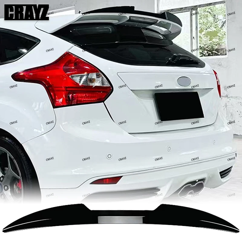 

For Ford Focus MK3 ST-Line Hatchback 2011-2017 Auto Car Rear Trunk Roof Spoiler Extensions Flaps Wing ABS Black Tuning Body Kits