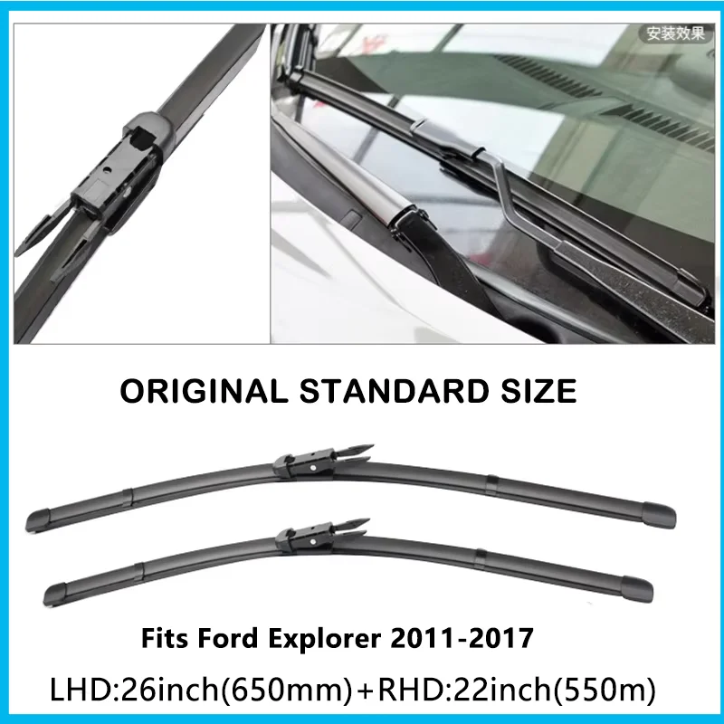 Car Wiper Set For Ford Explorer 2011-2017 Front Rear Wiper Blades Brushes Auto Accessories 2011 2012 2013 2014 2015 2016 2017