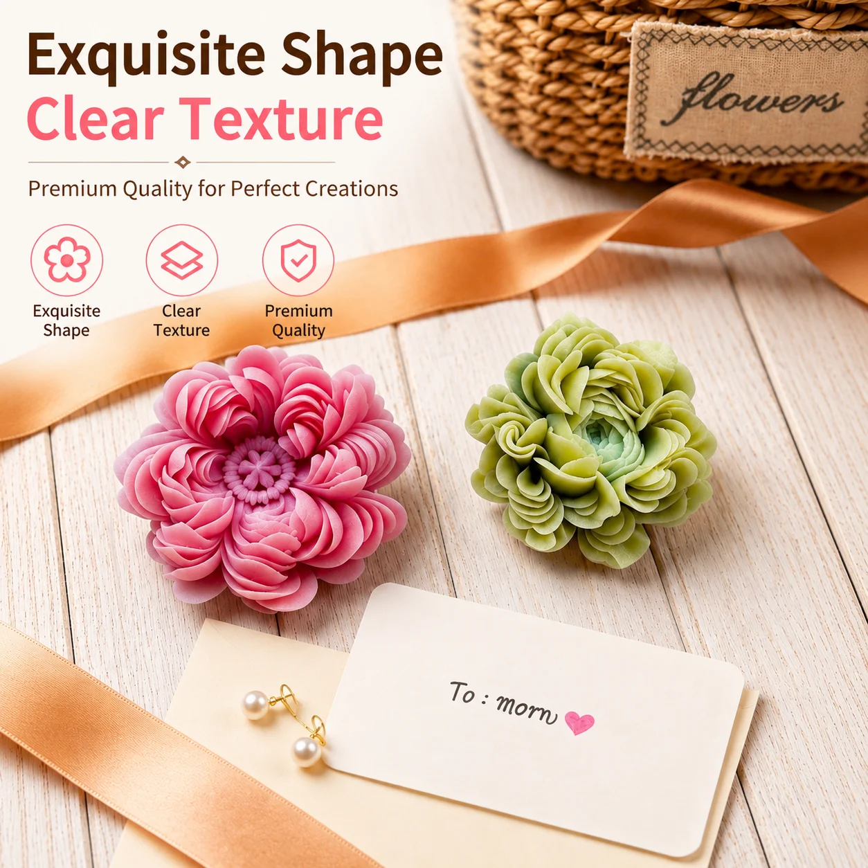 3D Realistic Flower Silicone Mold for Fondant, Chocolate, Mousse Cake, Cake Decorating, Candle and Resin Craft