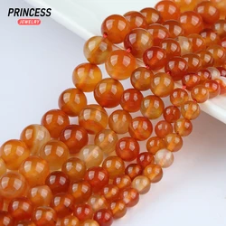 A++ Natural Red Carnelian 4mm 6mm 8mm 10mm Agate Onyx Loose Beads for Jewelry Making Wholesale Stone Beads DIY Accessories