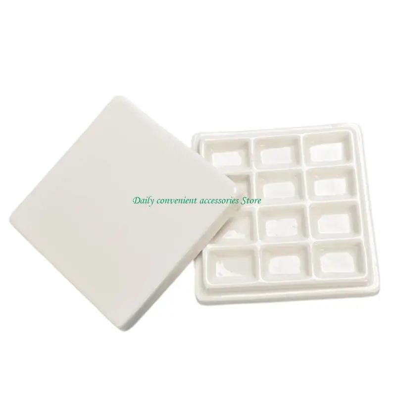 

97QB 12 Grids Watercolor Palette Ceramic Mixing Tray Art and Crafts Supplies