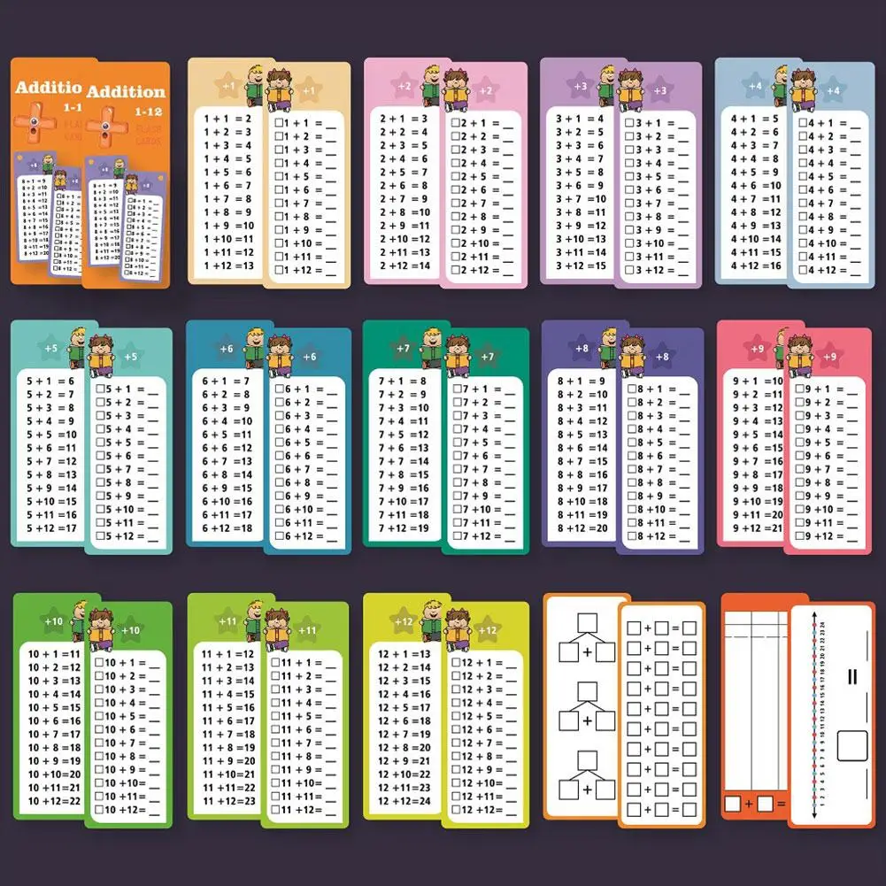 15 SZTUK 1-12 Karty tablicowe do dodawania Karty tablicowe matematyczne Narzędzie do nauki matematyki Montessori Pomoce dydaktyczne do nauki matematyki