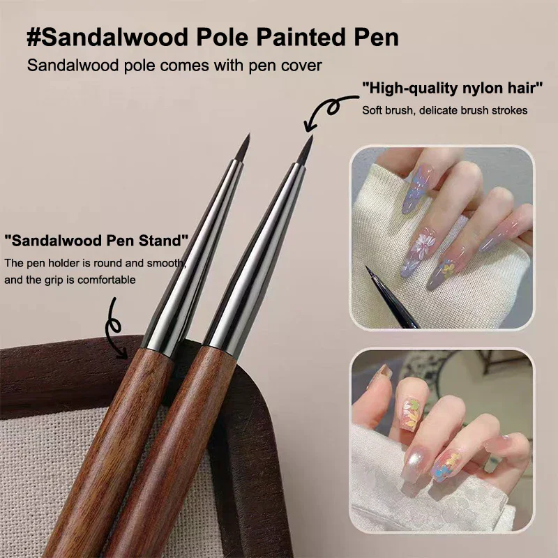 Pincel de Gel UV para uñas de sándalo, delineador para decoración de uñas, pintura de flores, bolígrafo de dibujo, herramienta de manicura