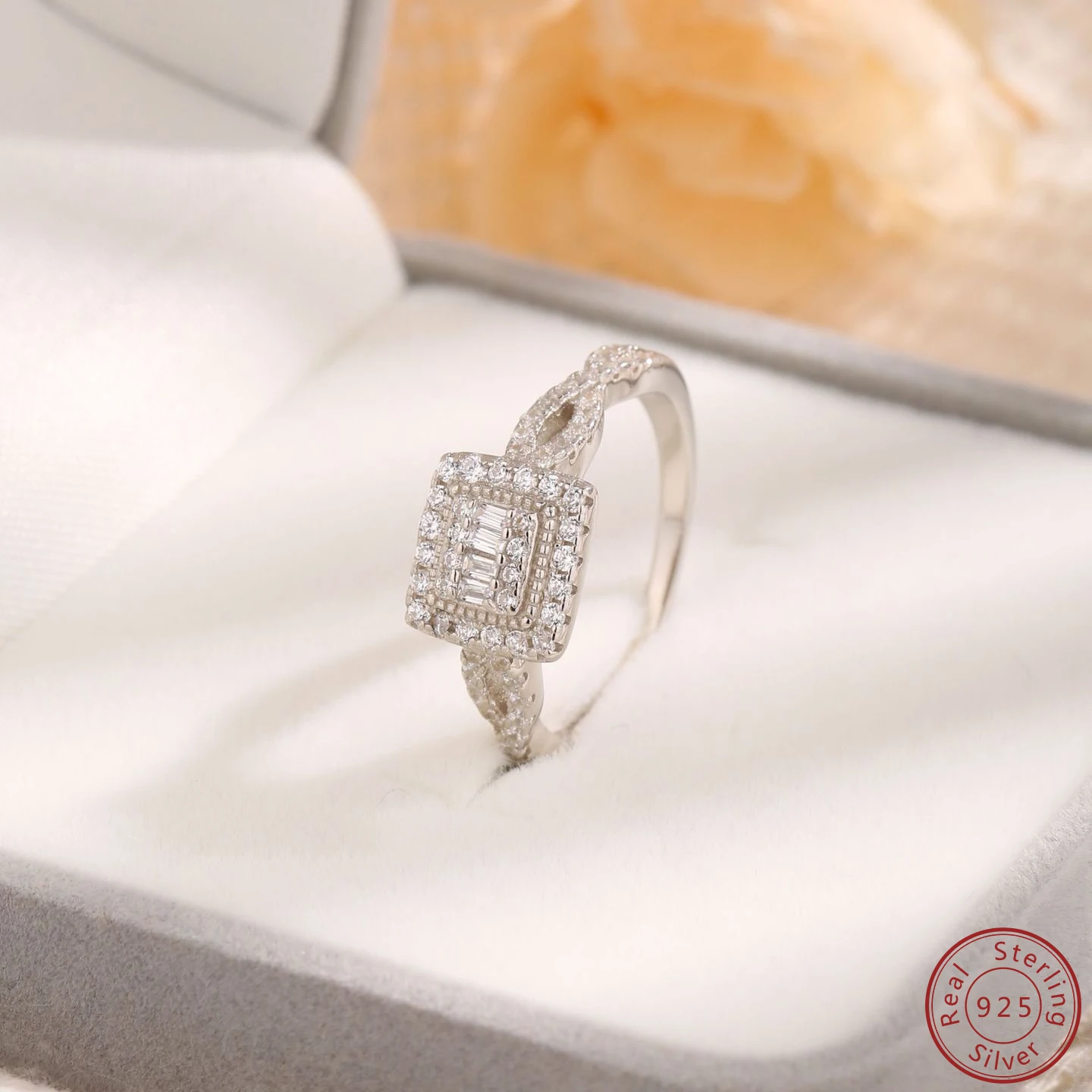 925 Pure Silver Zircon Square Infinite Symbol Jewelry from Europe and America High Quality Exquisite Light Luxury Women's Ring