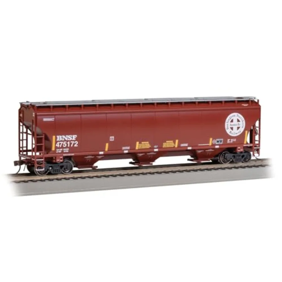 

HO Scale trains: Trinity 5161 3-bay covered hopper in BNSF blue and gray with Circle Cross logo durable ABS plastic constructio