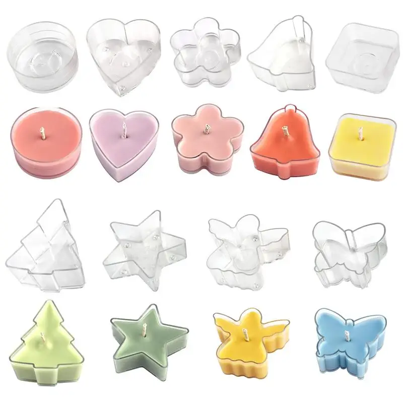 5Pcs Heart Empty Candle Cup Tea Light Cups  Candle Wax Tins Butterfly Shape Candle Holder Molds DIY Making Candle Container