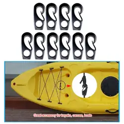 10pcs Black Heavy Duty Reusable Nylon Bungee Hooks with Shock Cord Elastic Boat Marine Rope Hooks for Camping Cargo Truck