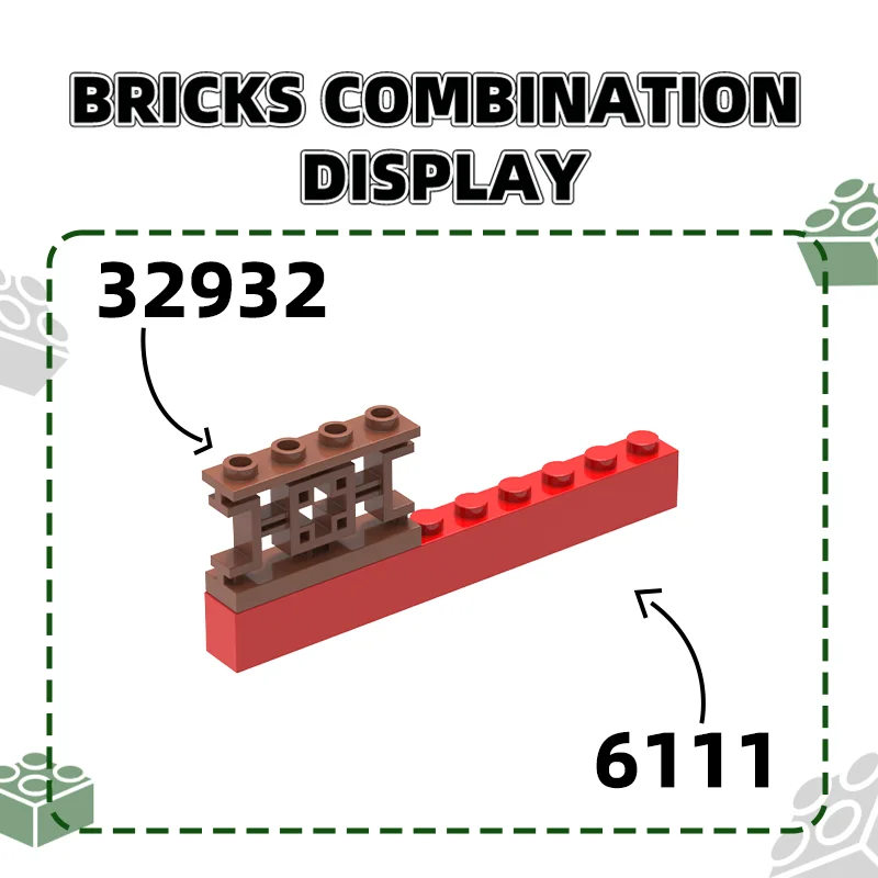 Wange52Pcs/Lot  32932 Chinese Railing Building Blocks MOC House Accessories Compatible with Bricks Children Toys Gift Box