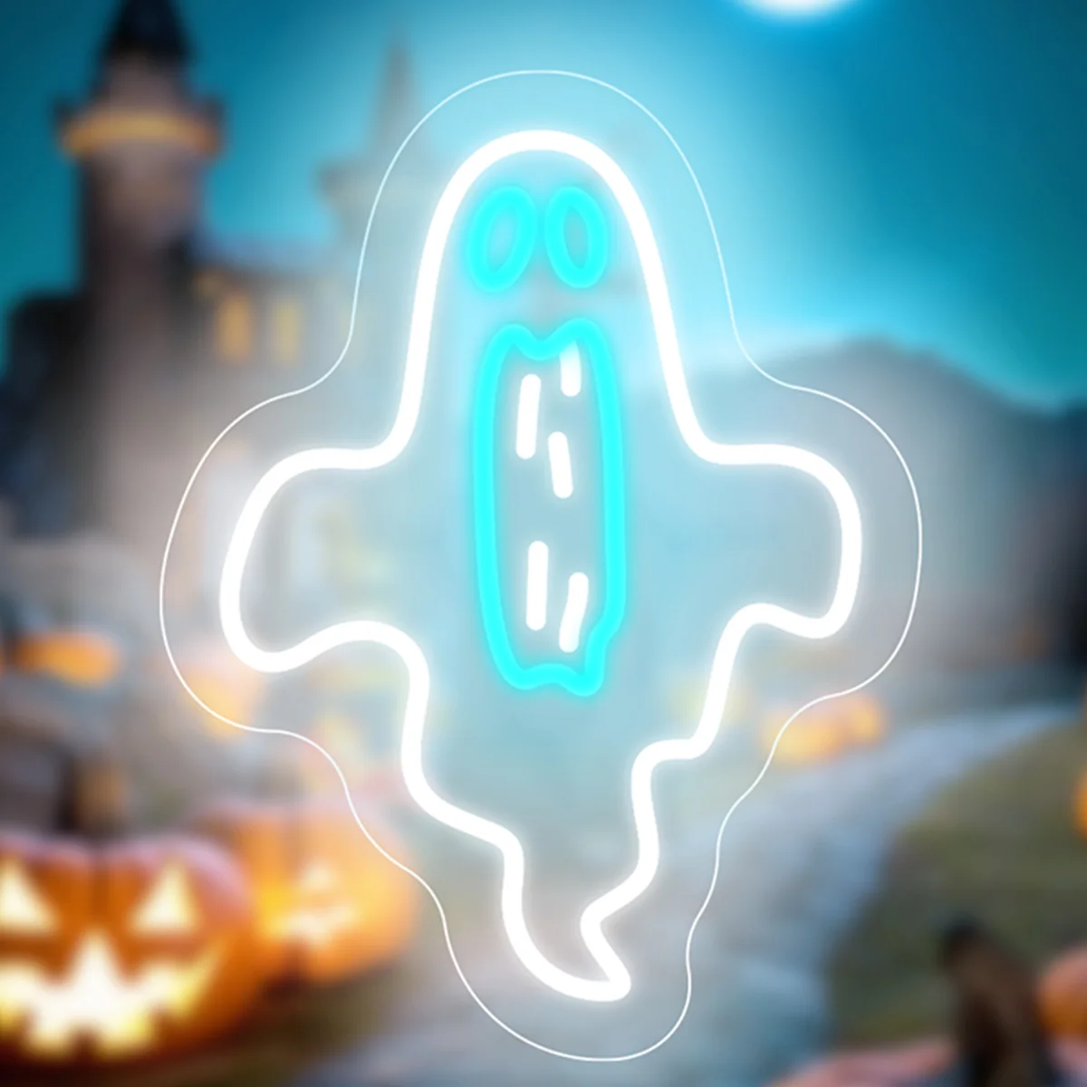 

Terrified Ghost Neon Sign for Halloween Decor Bedsheet Ghost Neon Light Dimmable for Bedroom Party Club Mall Store Decor Gift