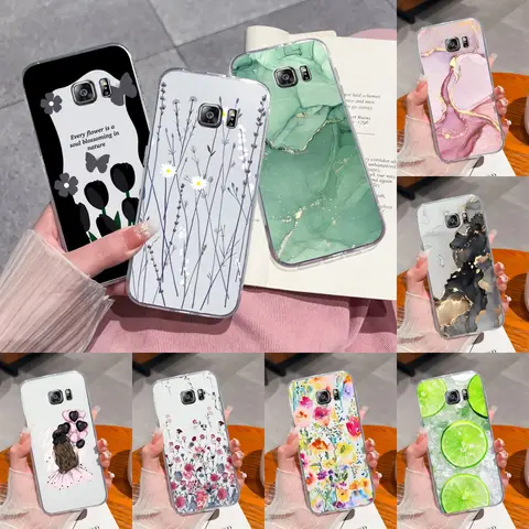 For Samsung Galaxy Note 5 Phone Case Gradient Flower Back Cover For Samsung Note5 Soft Transparent Silicone Anti Drop Back Cover