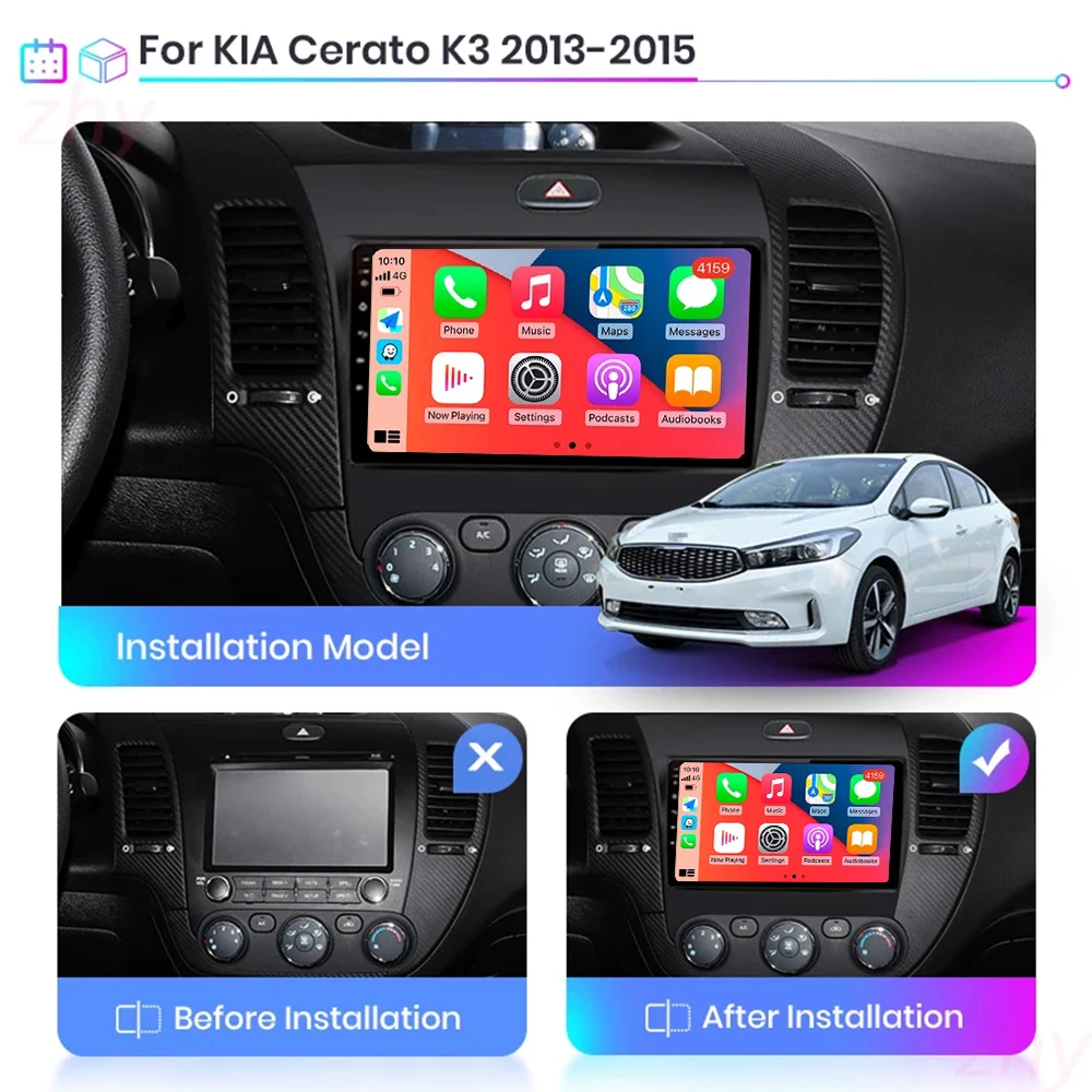 

For Kia K3 Cerato Forte 2013 - 2017 Android 13 Carplay Auto Car Radio 3 YD Navigation GPS Multimedia Player video Stereo wifi+4G