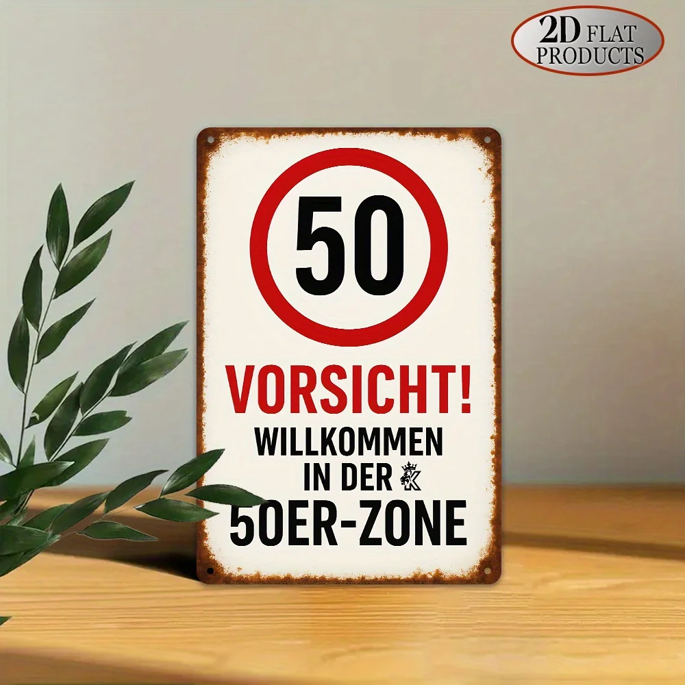 50th Birthday German Speed Limit Sign for Home, Office or Party Vintage Wall Plaque Funny 50 Year Gift for Men