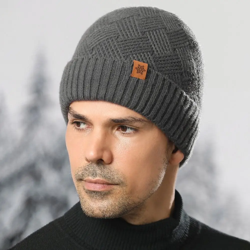 Fashion Fleece Knitted Beanie Hat Brimless Warm Coverage Cold Cap Keep Warm Winter Knit Hat Autumn Winter