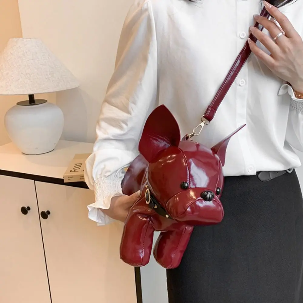 

Bulldog Shape Bulldog Dog Bag Pu Leather Three-dimensional Animals Shoulder Bag Creative Cute Cartoon Crossbody Bag Girls
