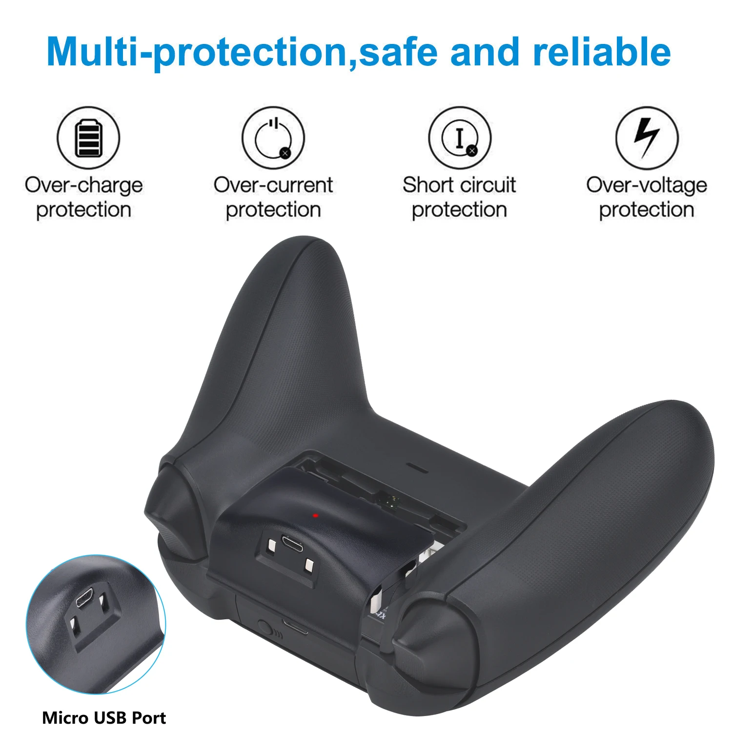 DuraPro Battery for Xbox One,1400mAh Ni-MH Battery for Xbox One S/Xbox One X/Xbox One Elite Controller with 2-in-1 USB Cable