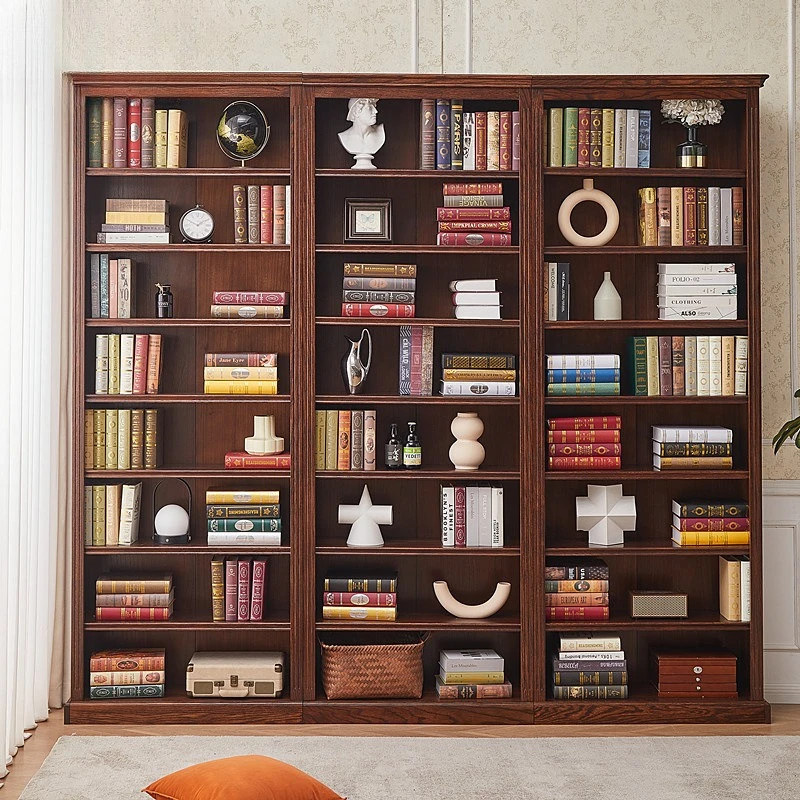 Study Home Combination Bookcase Bookcase Pure Solid Wood Bookshelf Full Wall Living Room Full Wall Storage Locker Floor