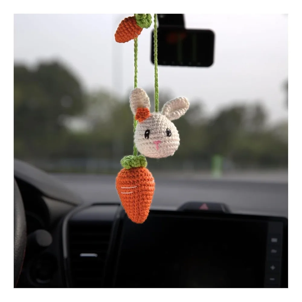 

Handmade Crochet Hanging Ornaments for Rear View Mirror – Cute Car Accessories for Women | Unique, Durable Car Decor (BEE)