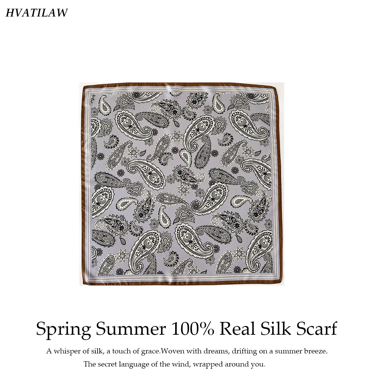 

100% натуральный шелковый квадратный платок 65 см, женский роскошный шарф с узором пейсли, повязка для волос, фулярд, бандана, пашмина, пончо