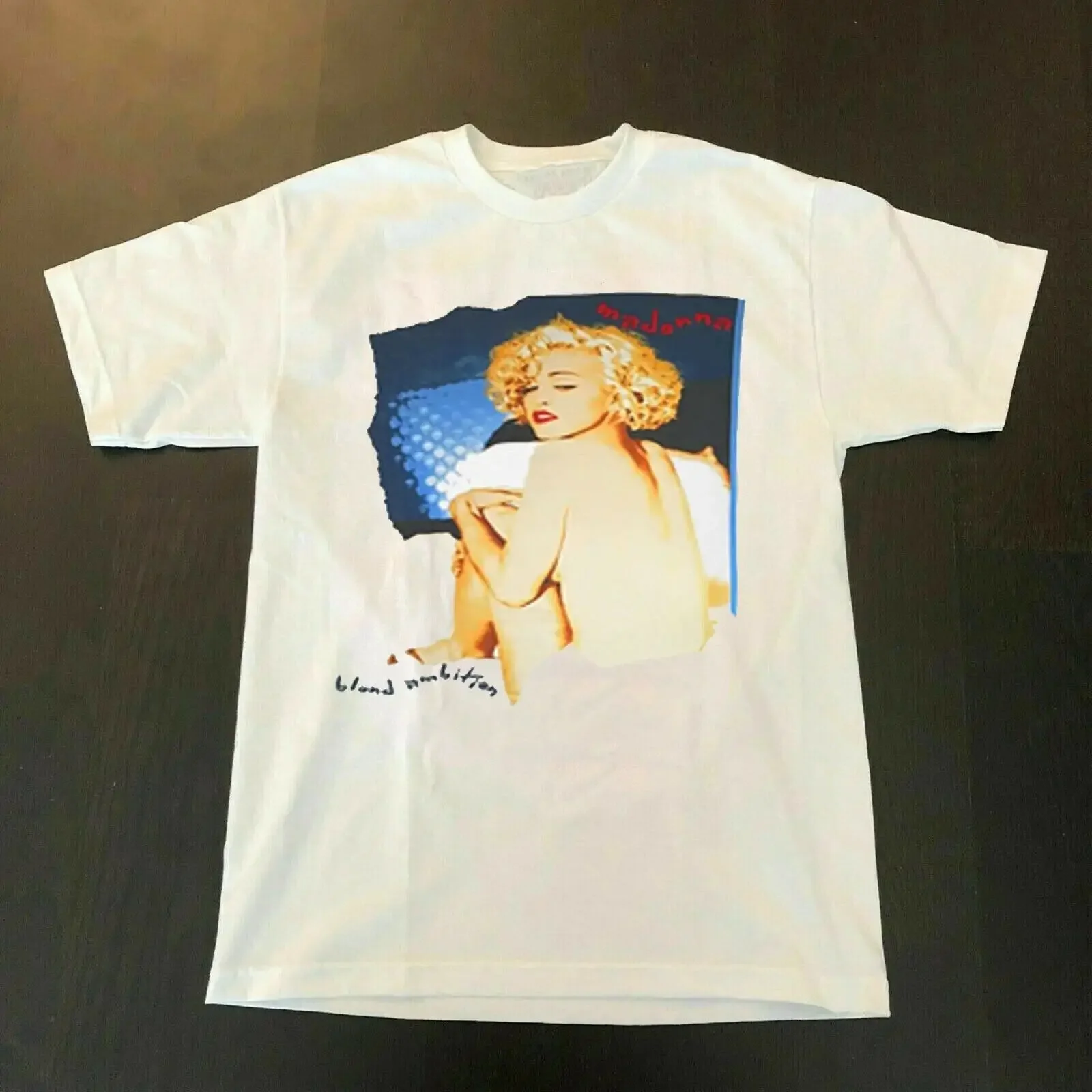 Madonna Blond Ambition Tour 1990 T-shirt blanc toutes tailles vintage délavé polyvalent pour un usage quotidien