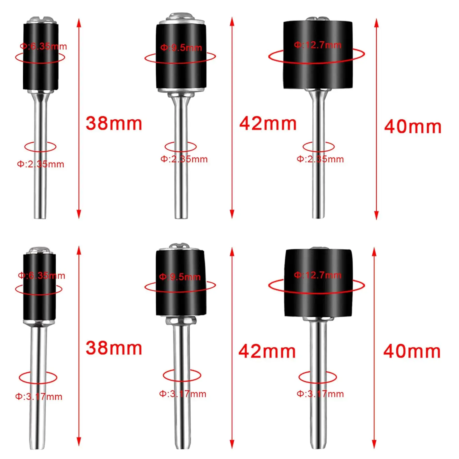 132-Piece alumina sand drum set, including 120 drum mill sleeves and 12 rotary tool drum spindles - ideal for efficient woodwork