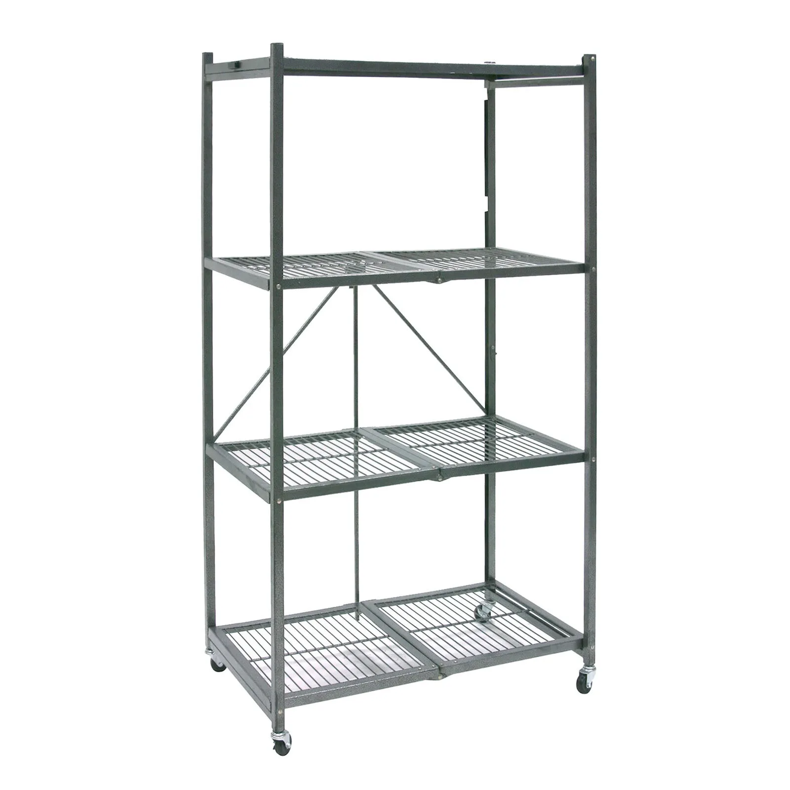 

4 Tier Multipurpose Folding Storage Organizing Rack with Wheels, Gray United States