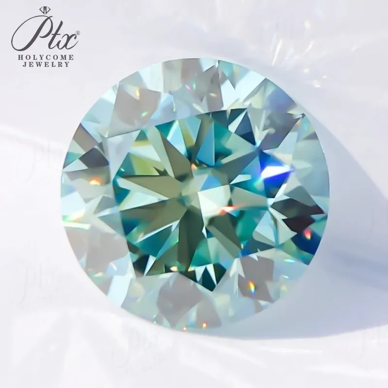 

Round Brilliant Cut Aqua Blue Moissanite Beads 0.1-10ct High Quality Loose Gems For Jewelry Crafting and Design Ring Necklace