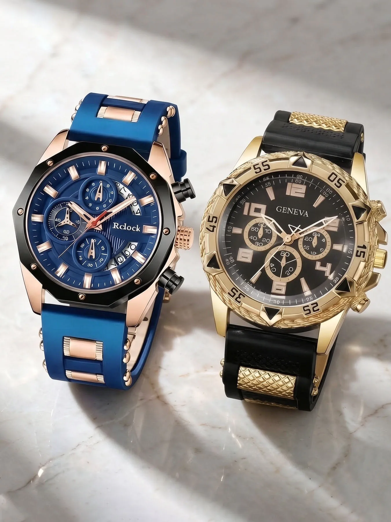 n's Watch with Silicone Strap, Blue Light Glass, Export Hot-selling Quartz Watch, Large Dial Sports Watch