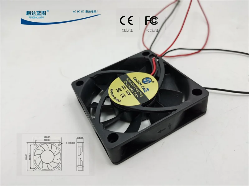 Caizhu Double Ball Bearing 6015 Mute 12v0.06a Chassis 6cm Server Cooling Fan60*60*15MM