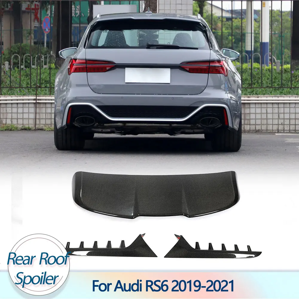 Carbon Fiber Rear Trunk Roof Spoiler Wing for Audi RS6 Avant Wagon C8 4-Door 2019-2021 Car Rear Roof and Side Wing Spoiler