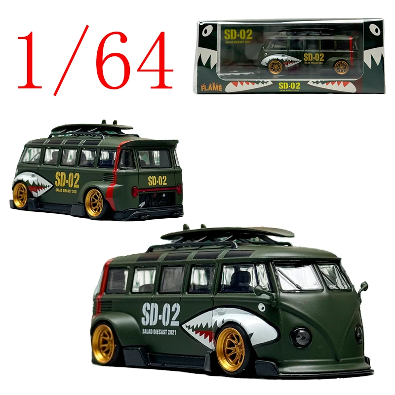 Flame Diecast 1/64 Scale Volkswagen Alloy Model Cars Volkswagen T1 Van Kombi LBWK Play Vehicles Toys for Boys Gift Original Box