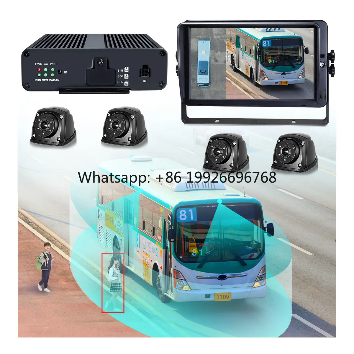 

360 Surround View Camera System Ahd 1080p Real-time Views & Recording for School Bus Coach Motorhome Van Rv