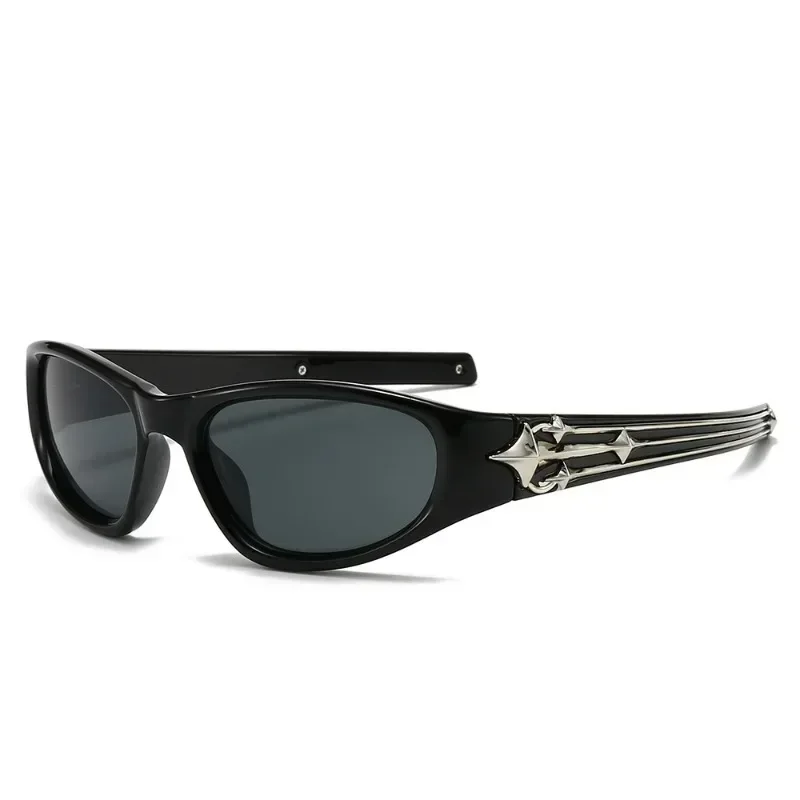 Y2K Mode Cat Eye Sonnenbrille Frauen Männer Luxus Marke Designer Vintage Sonnenbrille Punk Hip Hop Niet Stern Outdoor Brillen