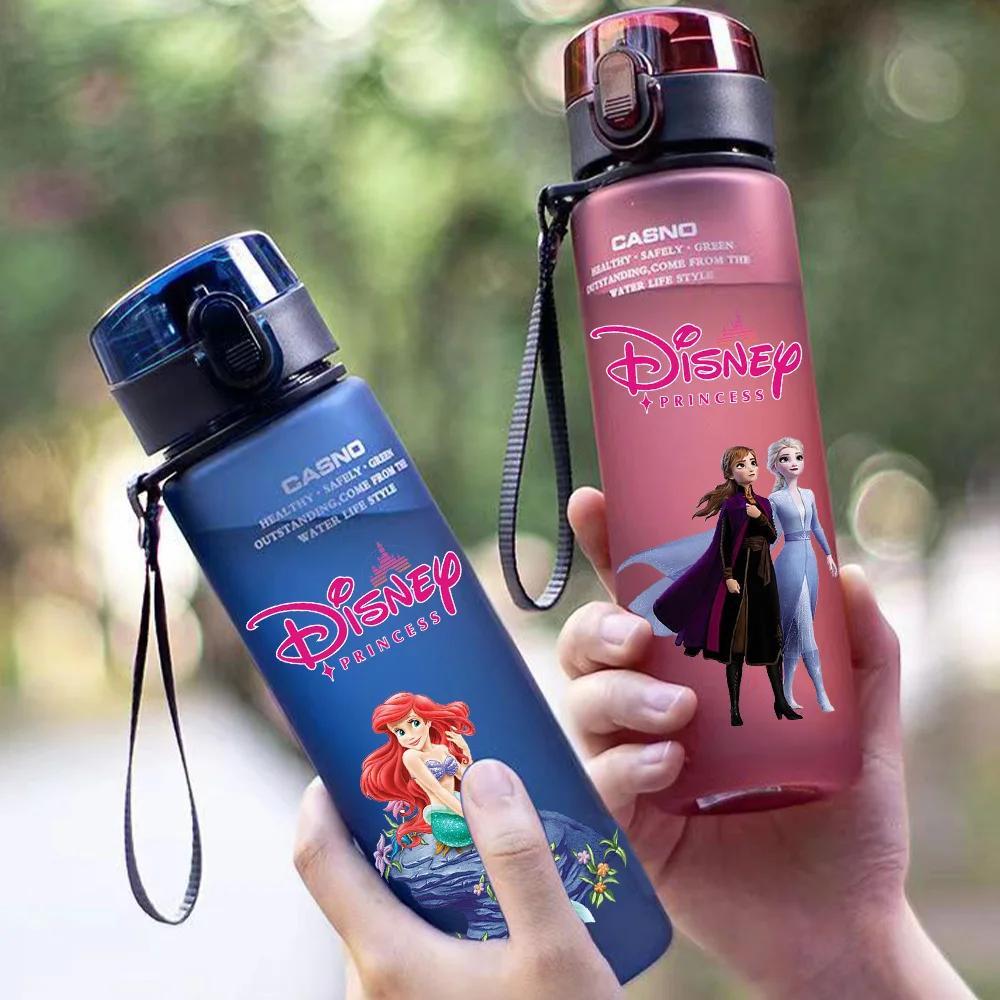 

560 мл детская портативная пластиковая бутылка для воды с изображением принцесс Диснея, большая емкость, для спорта и активного отдыха, подарок