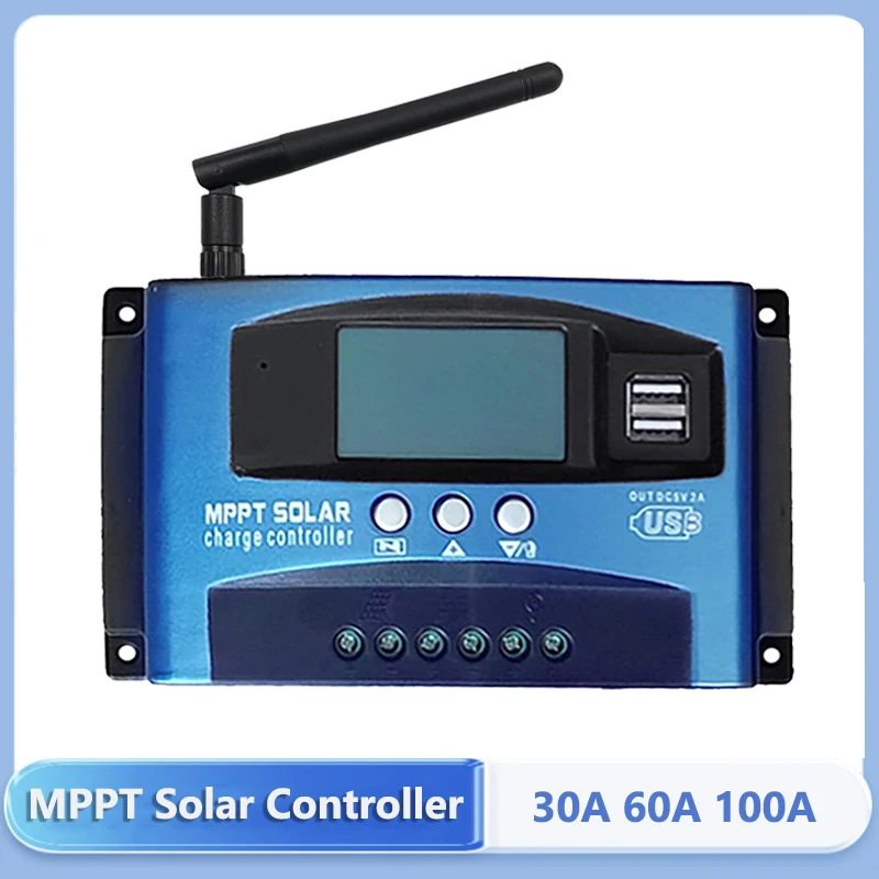 

MPPT Solar Charge Controller 30A 60A 100A Bluetooth WiFi 12V/24V/36V/48V/60V Dual USB LCD Display Auto Panel Regulator Charge