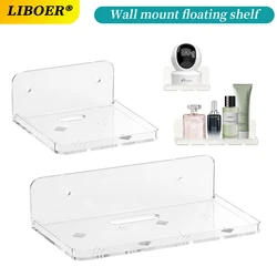Wall Mount Floating Shelves Acrylic Clear Mini Adhesive Shelf for Living Room, Bathroom, Bedroom