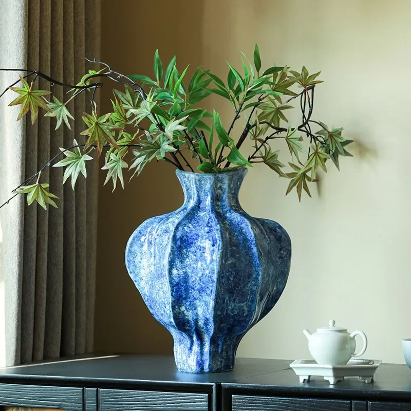 Jingdezhen Porcelain Vase Handmade Ceramic Vase Wabi Sabi New Chinese Style Home Decor for Living Room Entryway Centerpiece