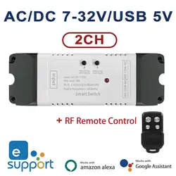 USB 5V DC7-32V eWeLink Smart Wifi Switch Universal Relay Module 2CH Wireless Switch Timer Phone Remote Control For Google Home