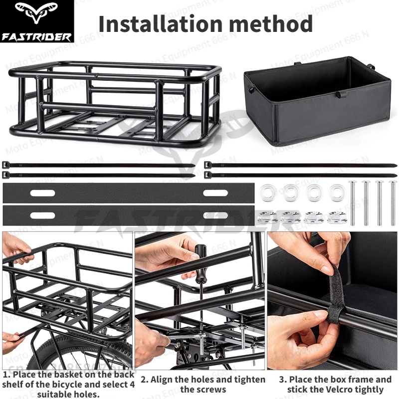 Bicycle Rear Basket Bicycle Iron Rear Rack with Inner Bag Thickened Frame Bicycle Accessories 자전거 바구니