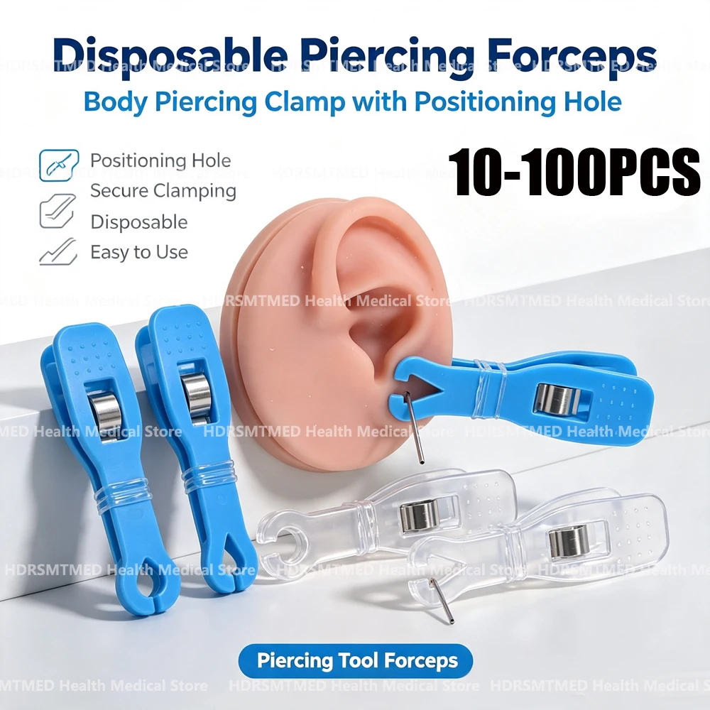 10-100PCS Disposable Sterile Body Piercing Clamp Clip Plastic Hemostatic Forceps Plier Tattoo Tool For Ear Lips Piercing Clip