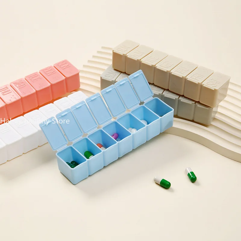 Pill Box Strip Type 7 Days A Week Medicine 7 Compartments Sub-packing Medicine Box Convenient Storage Box Pill Organizer