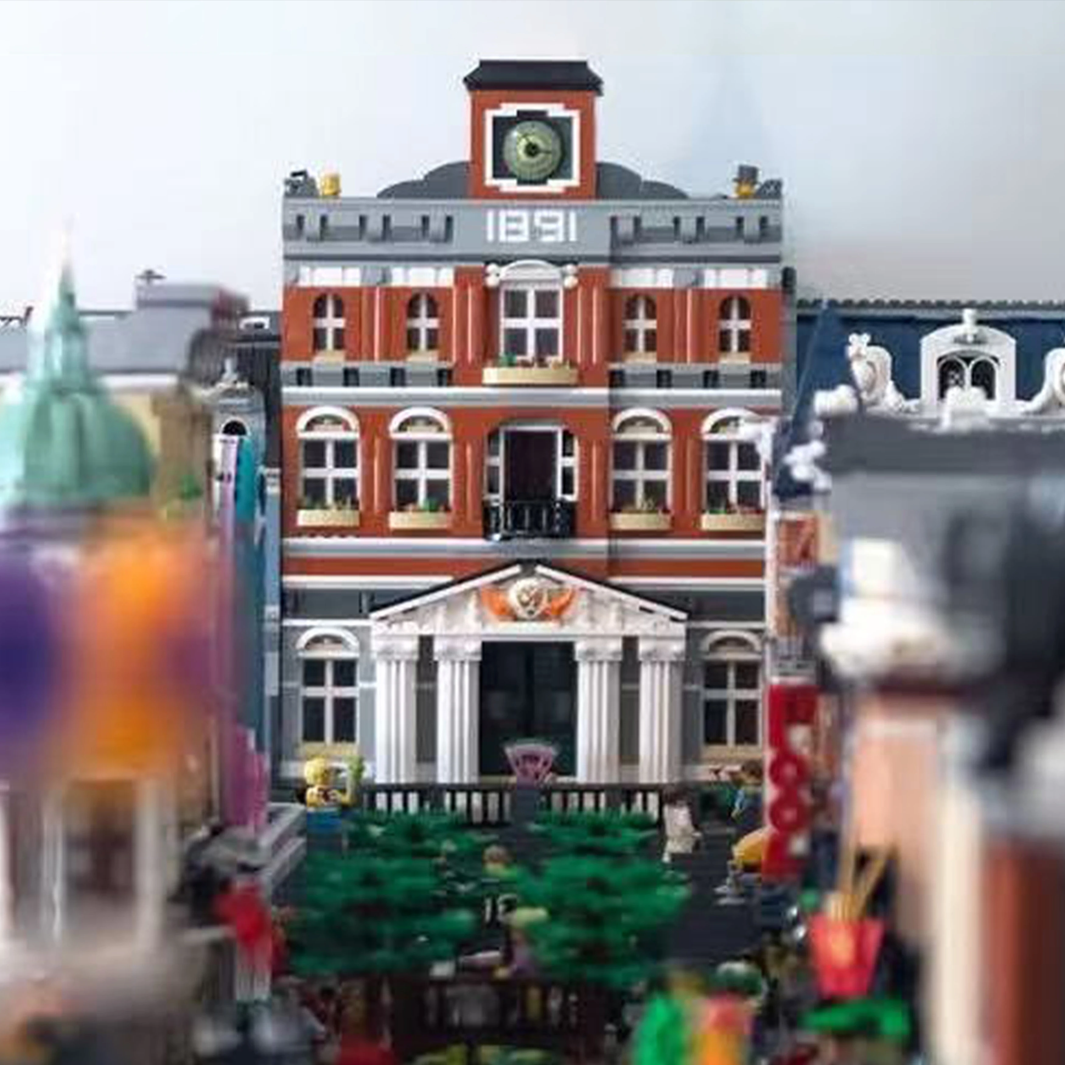 Cidade hall 10224 moc blocos de construção modulares arquitetura vista rua exibição decoração presente do feriado modelo presente (sem luz)