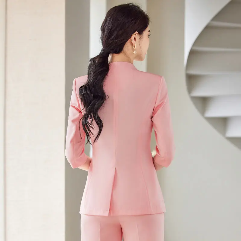 3-B19  High-end suit pink high-end fashionable new temperament professional suit gs work clothes two-piece suit