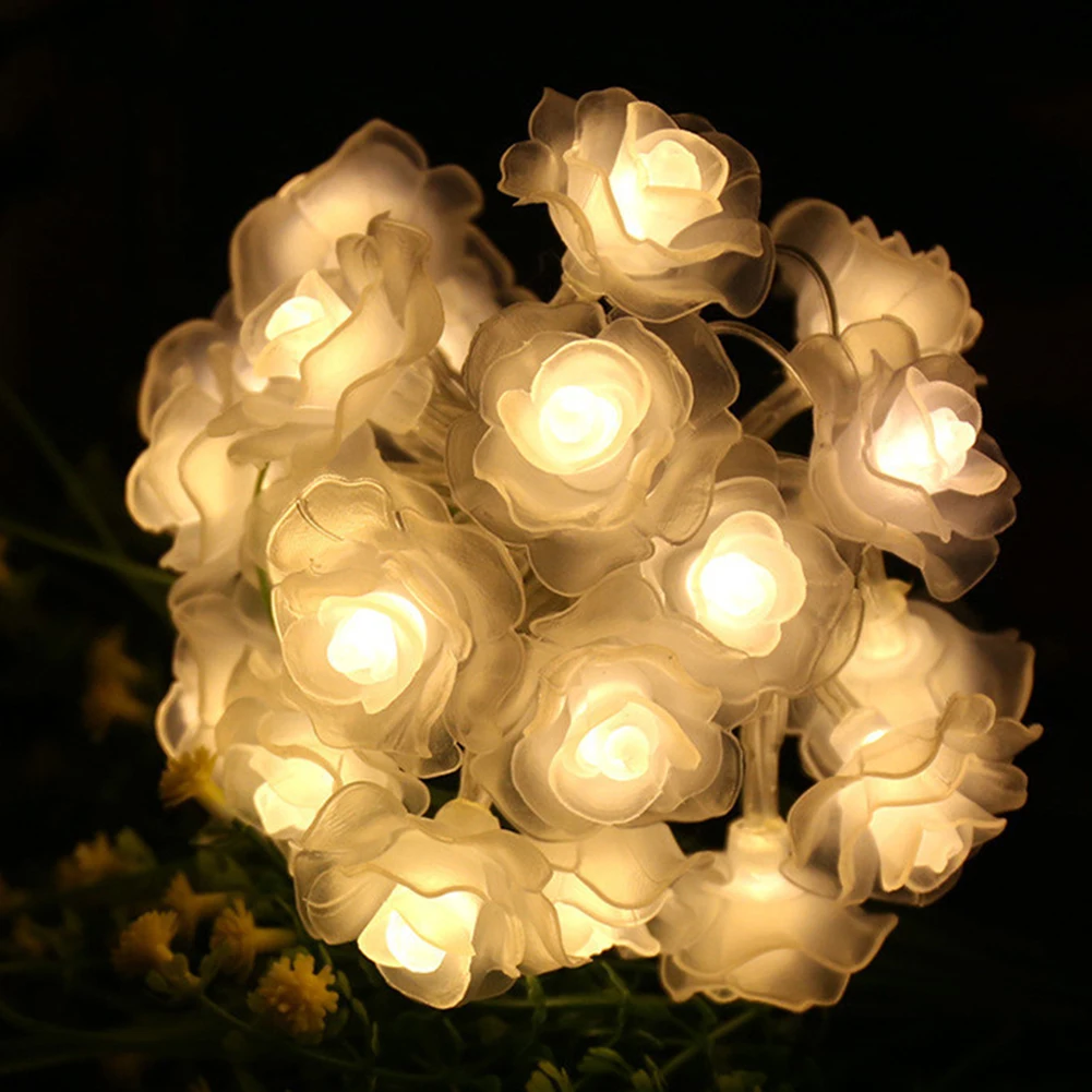 Led Light String Lights 3 Batteries Box 6 Meters Christmas Decoration Hanging Parties Pendant Rose Flower Garland