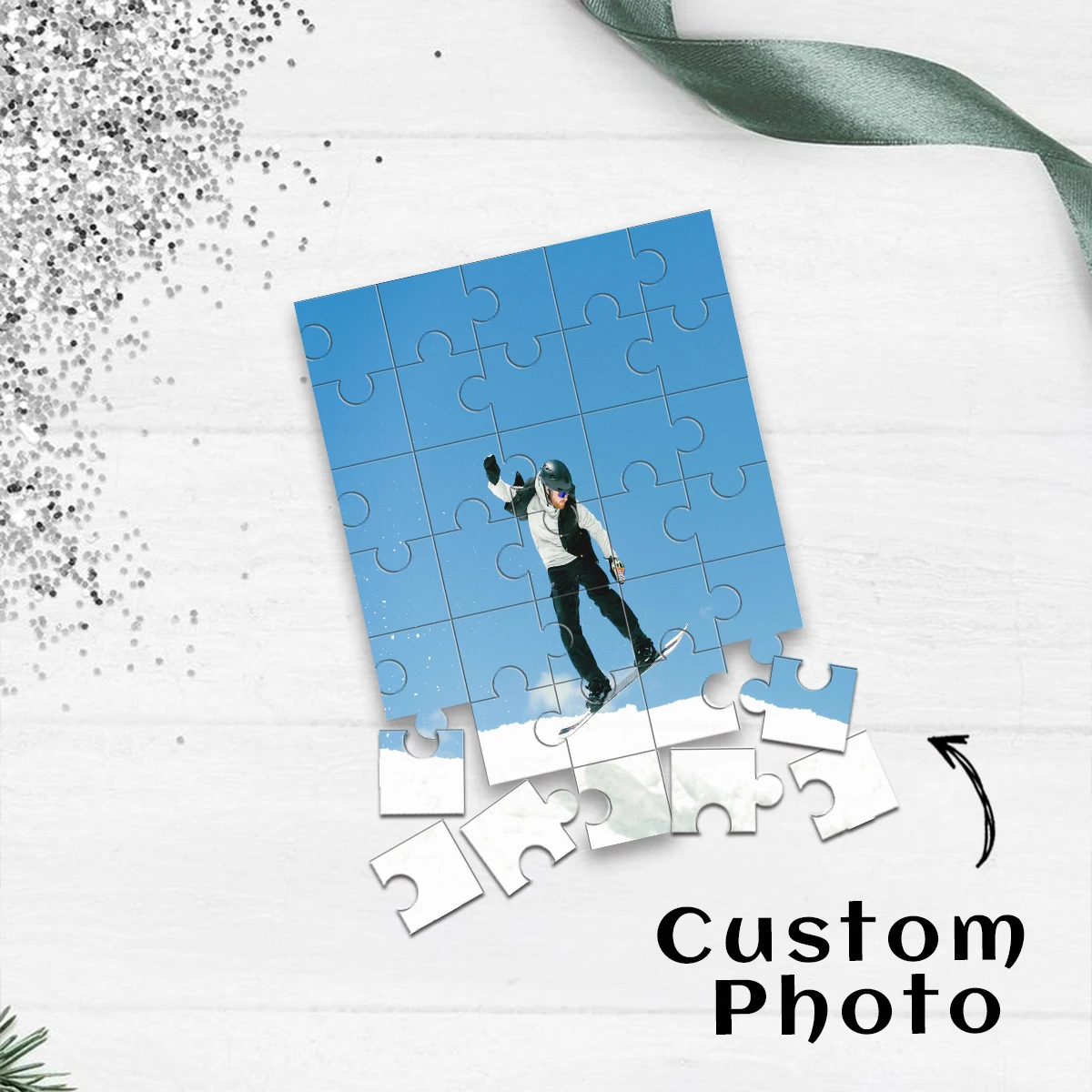 1pc Custom Photo Single Portrait Wooden Jigsaw Puzzle,Ideal Anniversary,Wedding,Birthday,Valentine Gift For Family Friends
