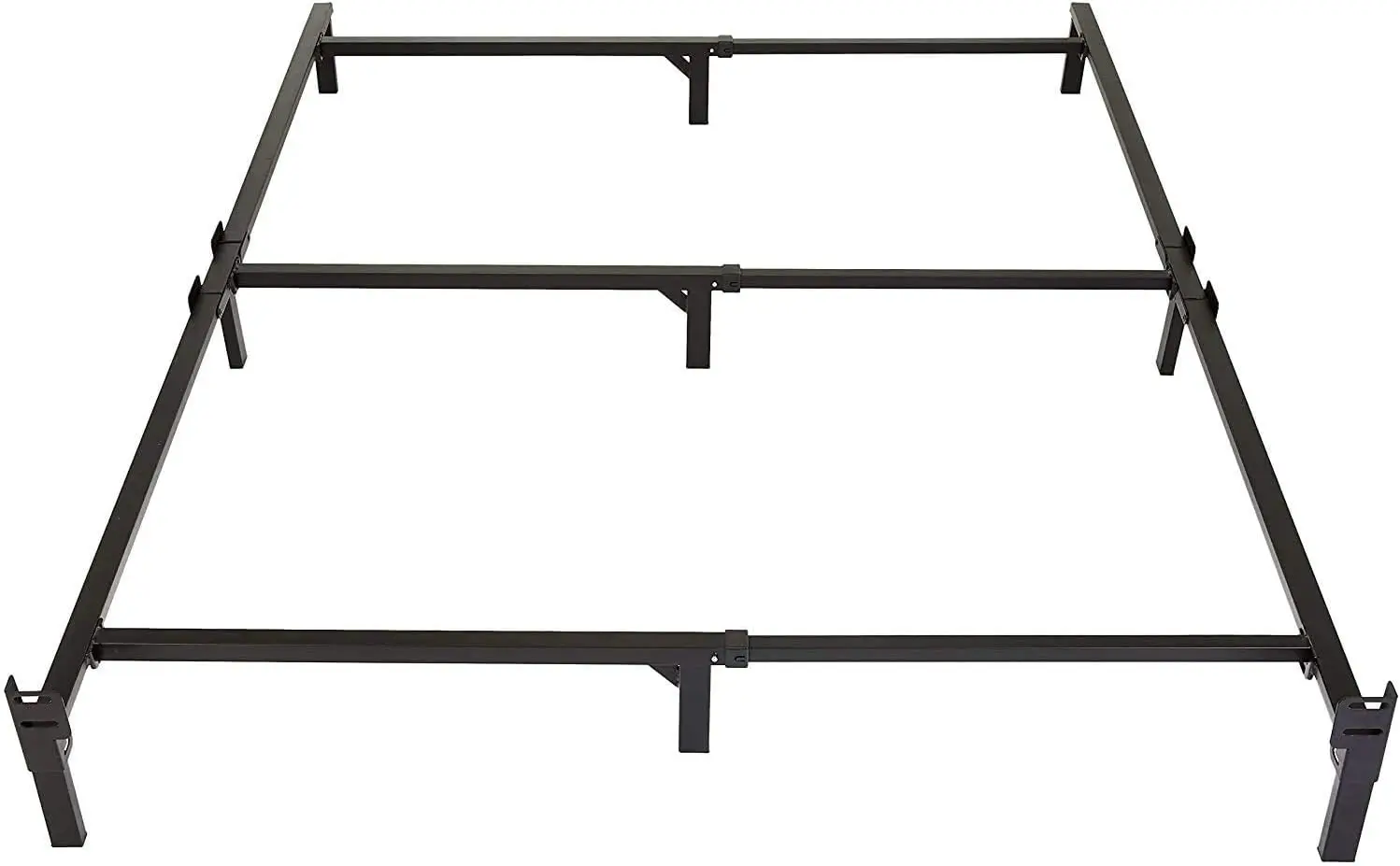 

King Size Metal Bed Frame with Tool-Free Assembly, Black Finish, Supports Box Spring and Mattress
