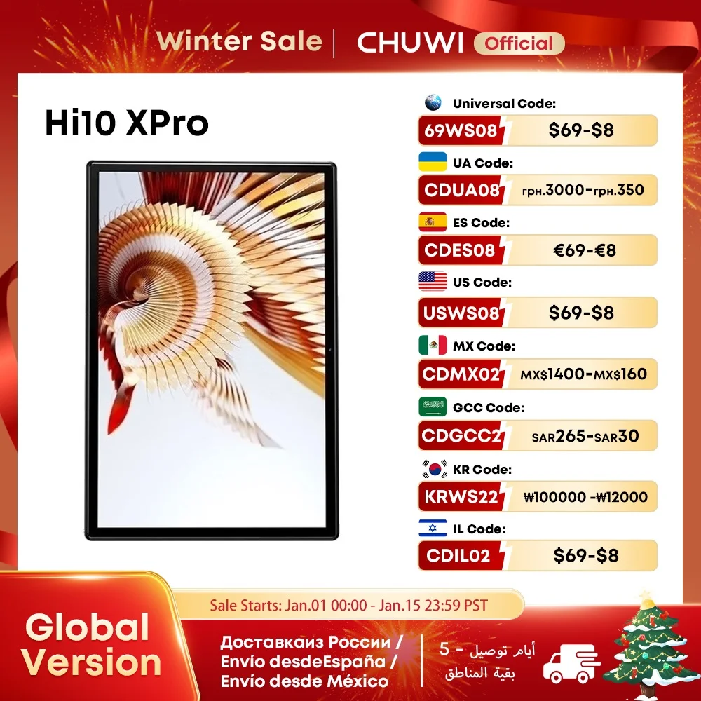 CHUWI-Tableta Hi10X Pro de 10,1 pulgadas, Tablet PC con pantalla IPS de 800x1280, Unisoc T606, 4GB de RAM, 128GB de ROM, Wifi 2,4G/5G, Android 13,