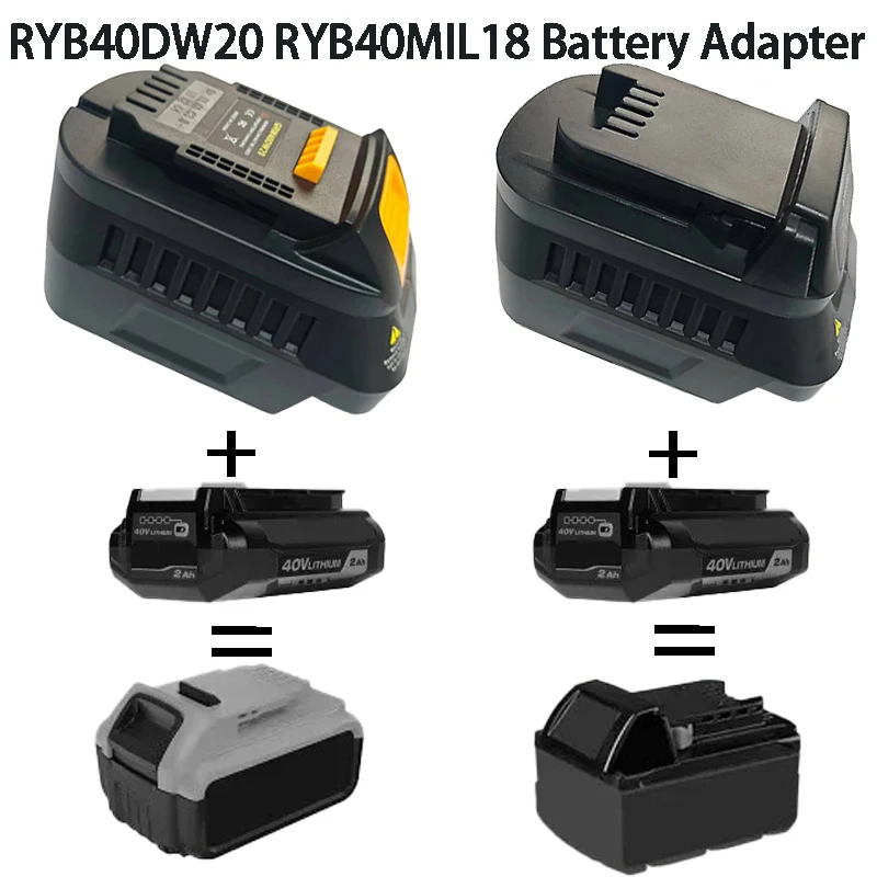 

For Ryobi 40V Battery Compatible with For DeWalt/for Milwaukee 18/20V Cordless Power Tool RYB40DW20 RYB40MIL18 Battery Adapter