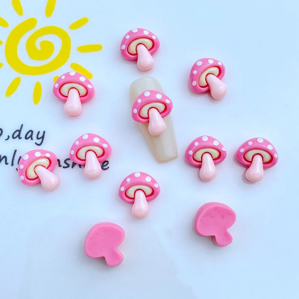 30Pcs DIY Cartoon MiniCute Mushroom Shape Nail Art Decorations Resin Rhinestones 3D Nail Jewelry Charms For Nail Tips